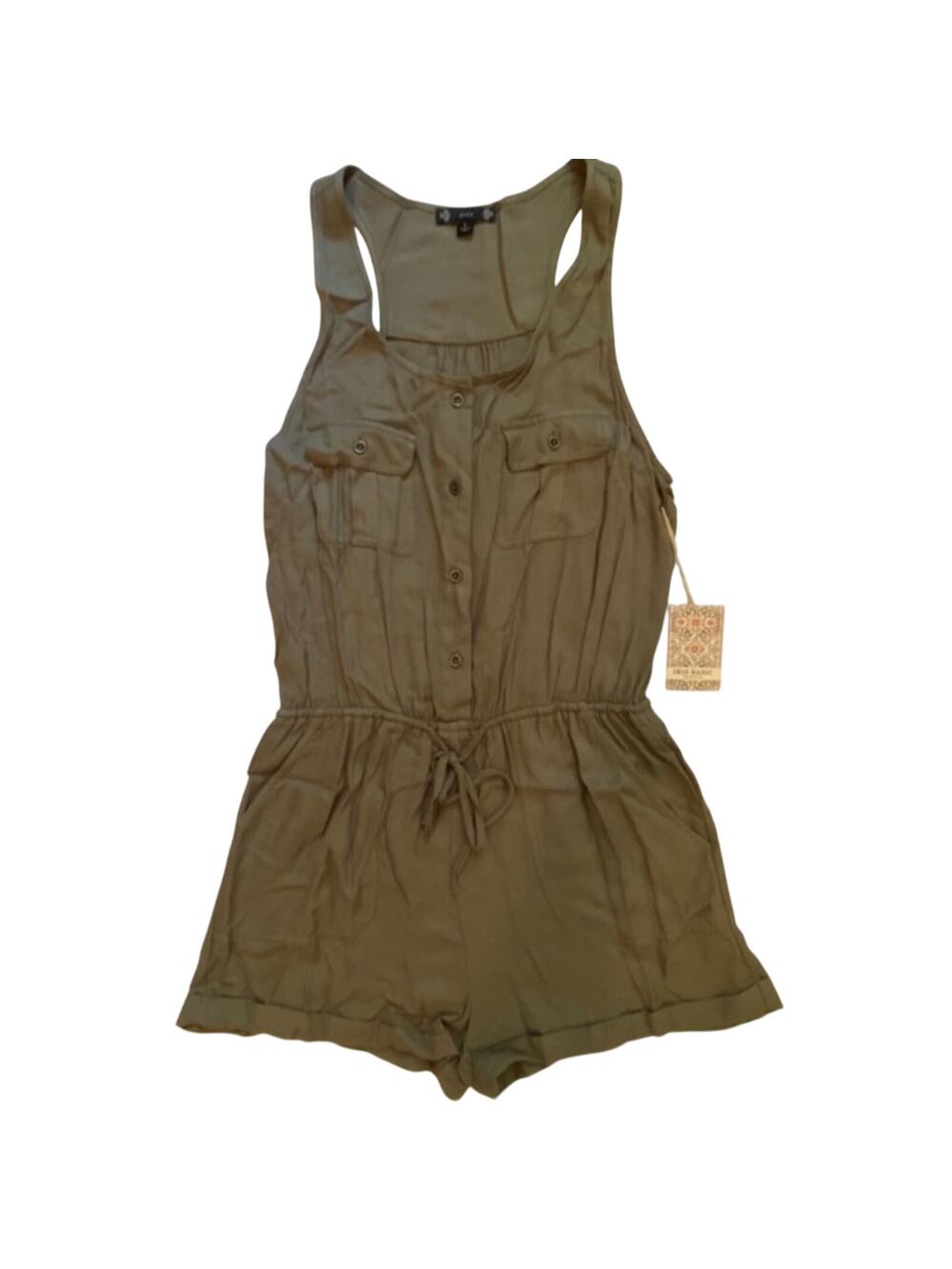 NWT Iris Basic Olive Green Romper